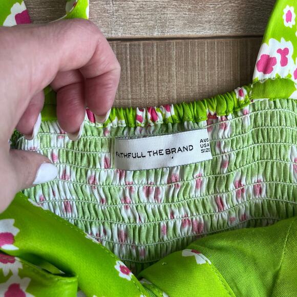 Faithfull Le Bon Floral & Apple Green Emili Dress - S - Picture 4 of 9